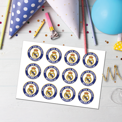 Real Madrid CF Personalized Cupcakes Toppers - A Sweet Addition to Your Party