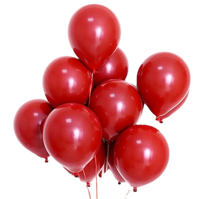 red and black Dark Red 8 pcs double layers latex balloons