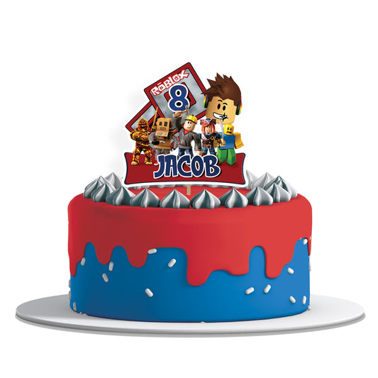 Roblox themed personalized cake toppers