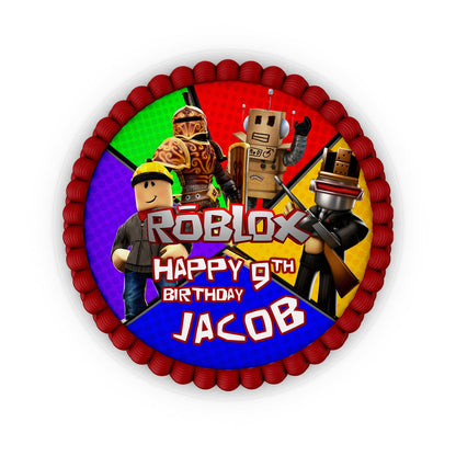 Round shaped Roblox personalized cake images