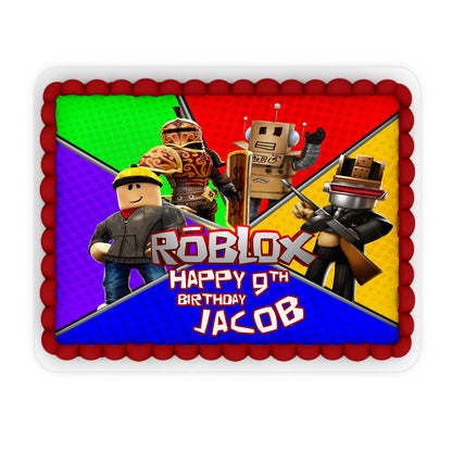 Rectangle shaped Roblox personalized cake images