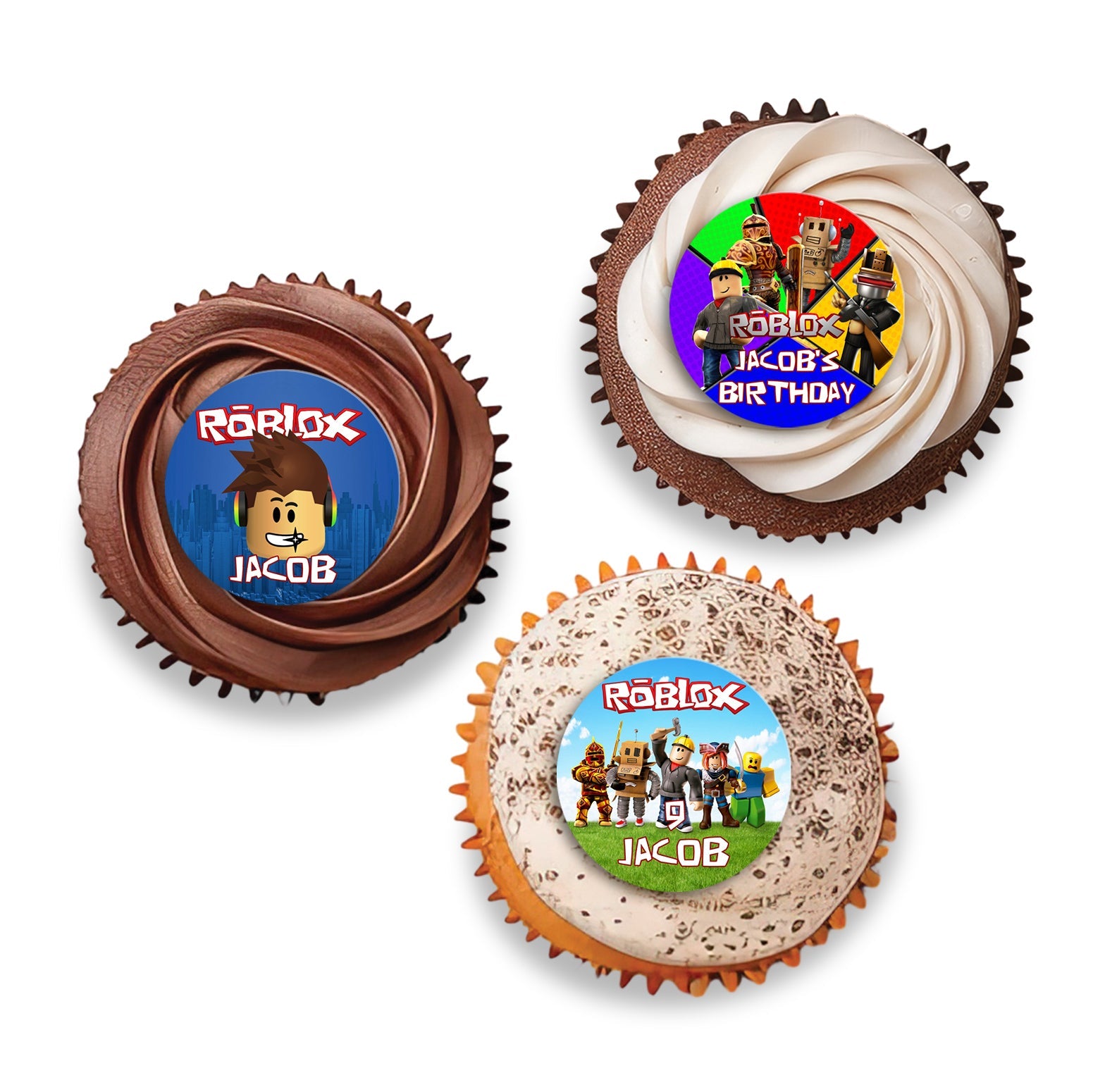 Roblox themed personalized cupcakes toppers