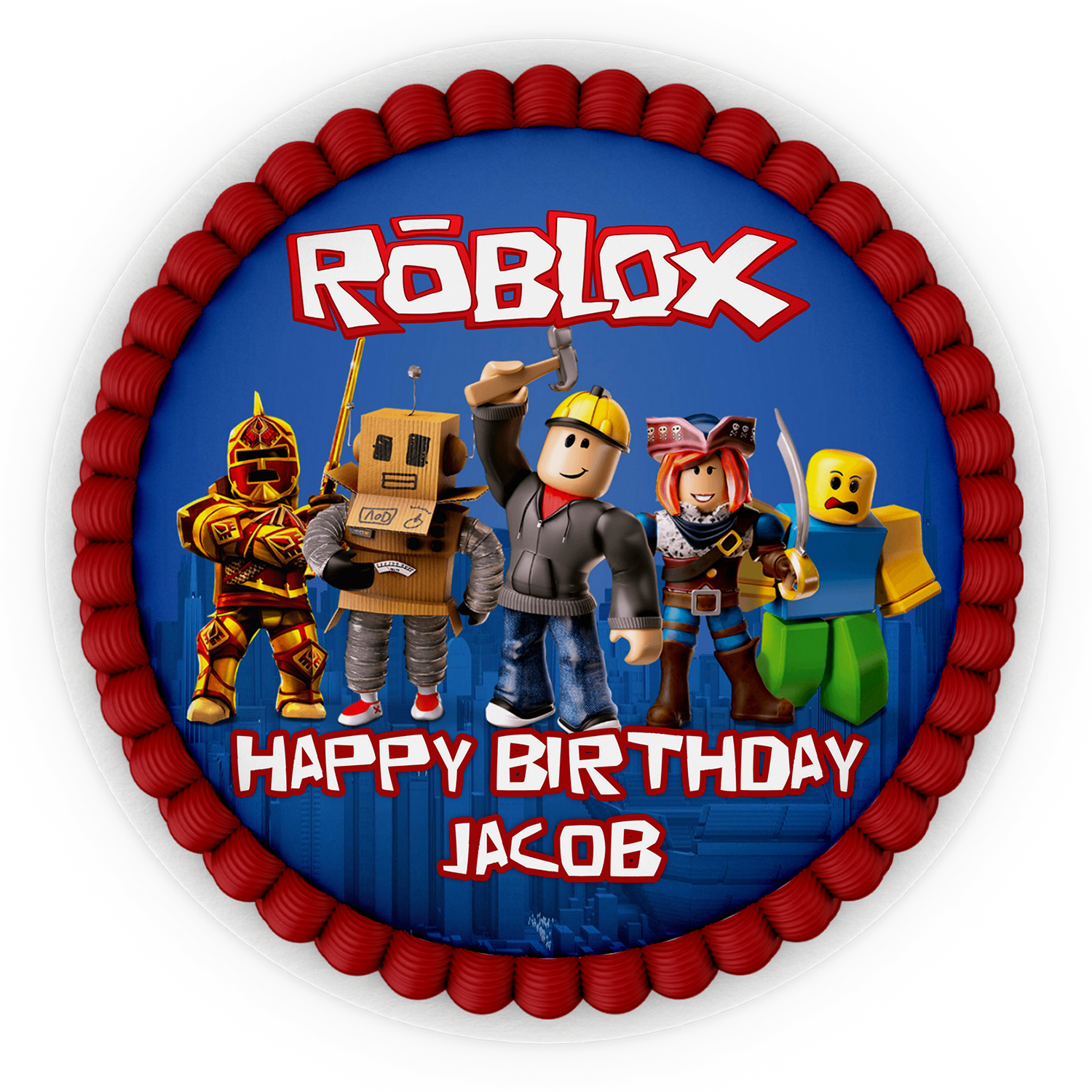 Round shaped Roblox personalized cake images