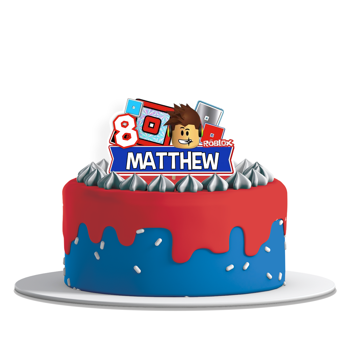 Roblox themed personalized cake toppers