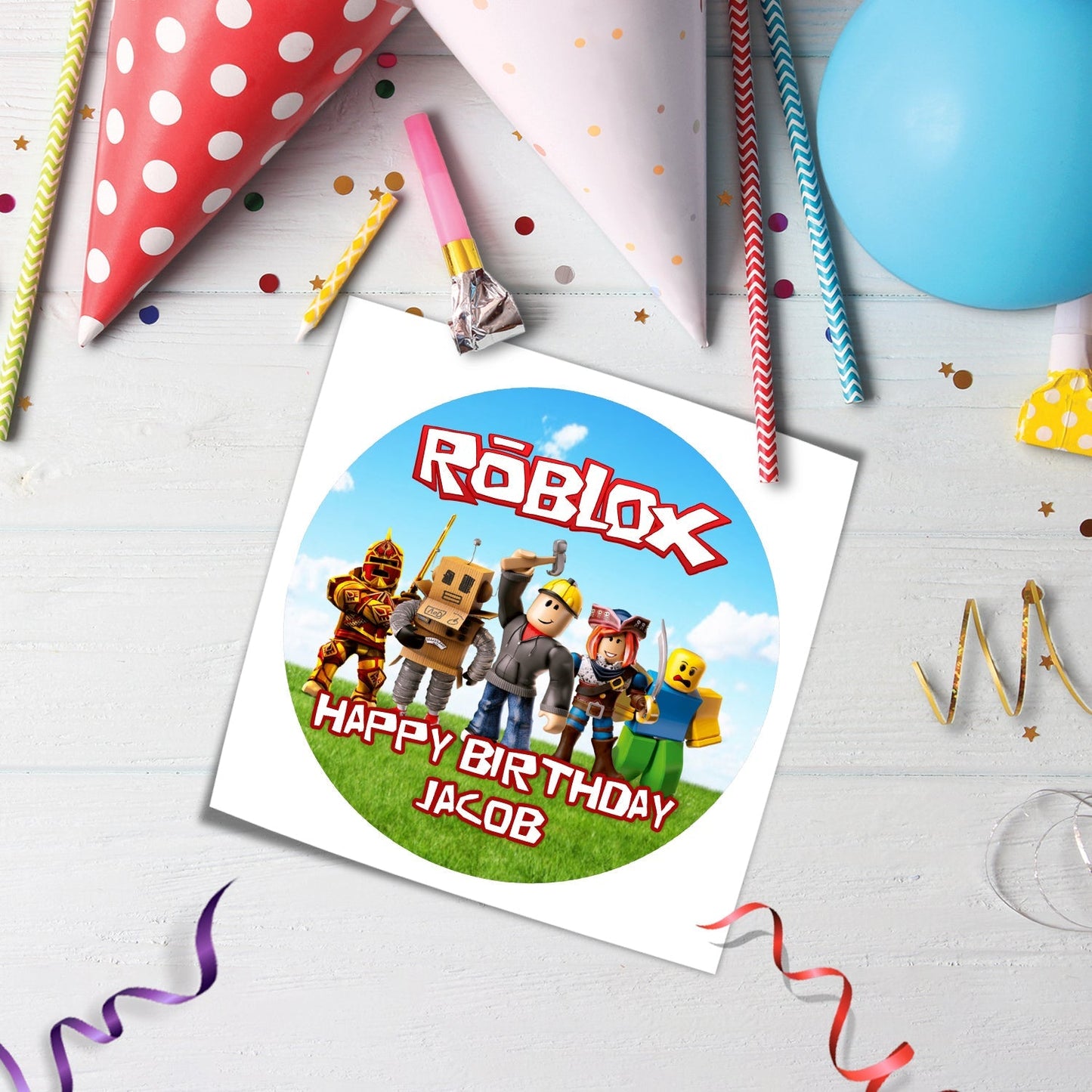 Round Roblox Personalized Cake Images - Add Fun to Your Celebration