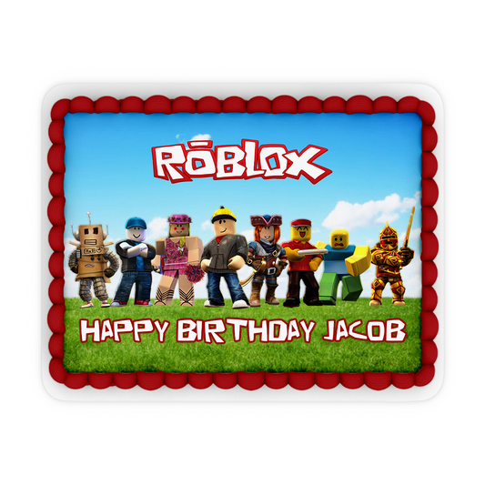 Rectangle shaped Roblox personalized cake images