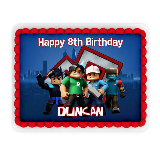 Rectangle shaped Roblox personalized cake images