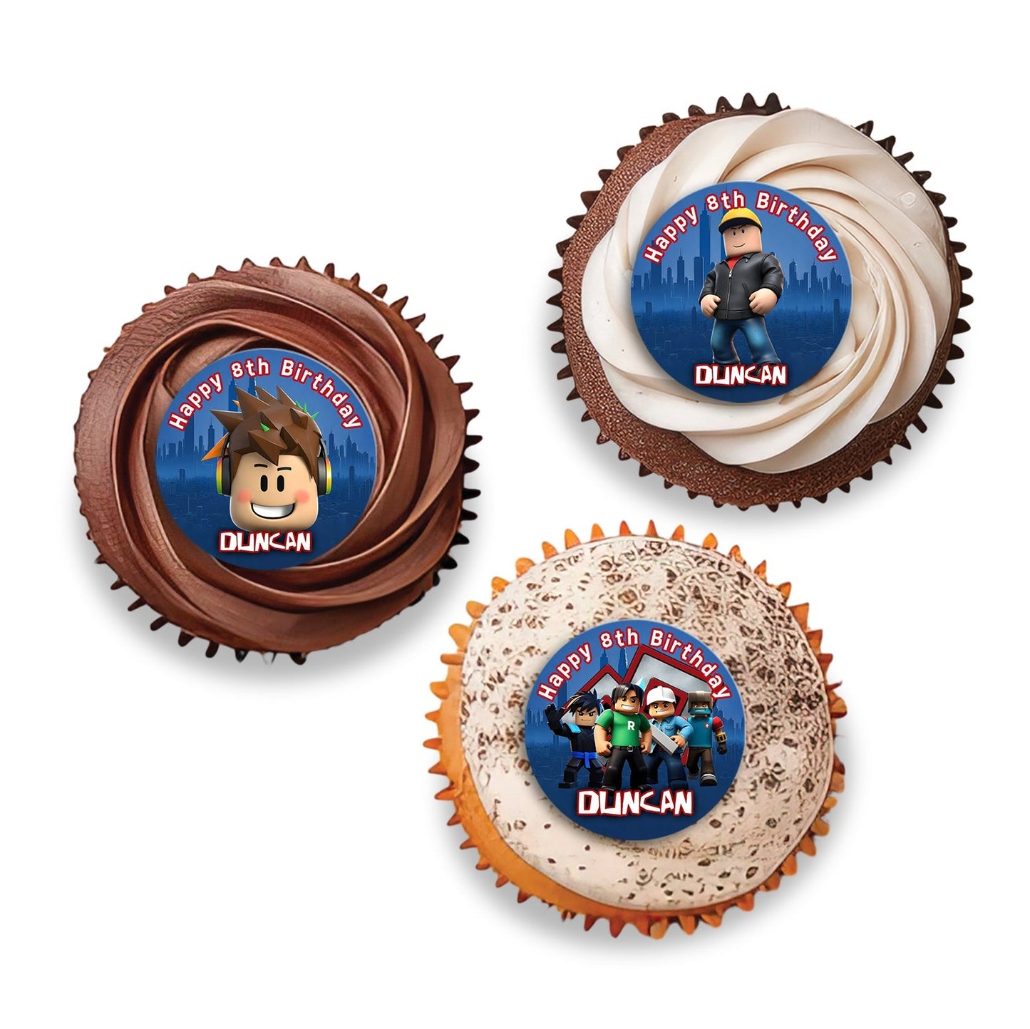 Roblox themed personalized cupcakes toppers