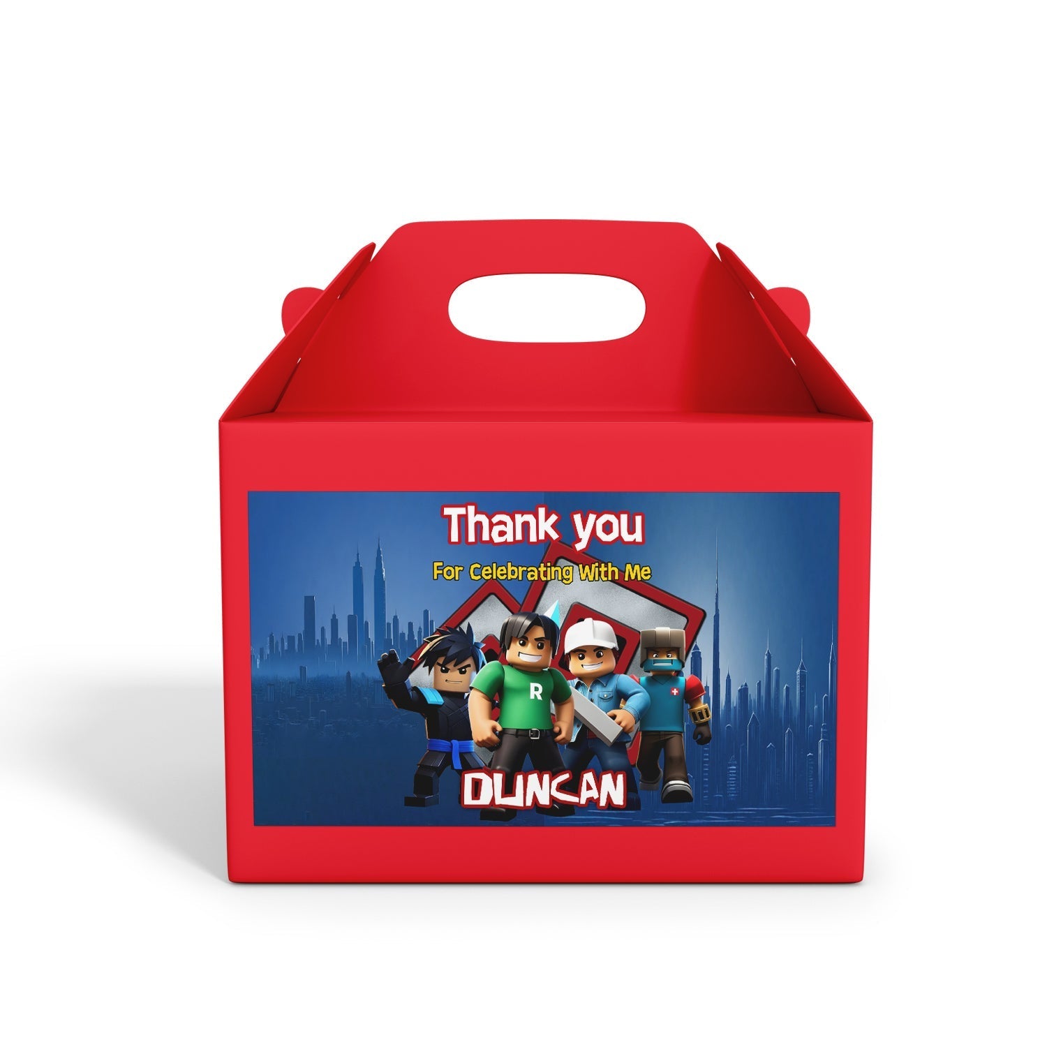 Roblox themed treat box label