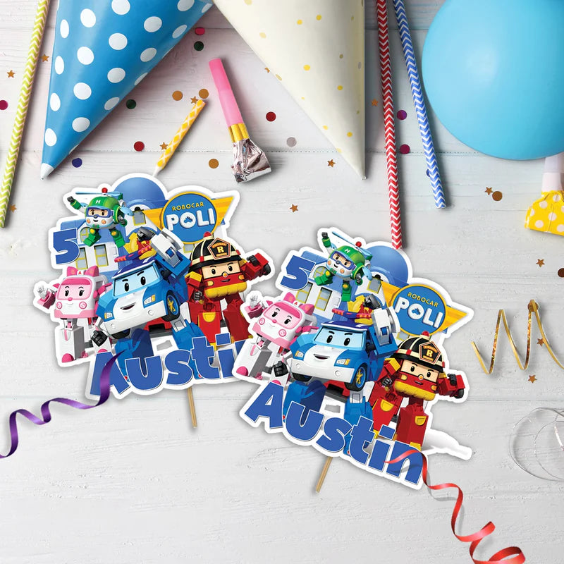 Robocar Poli Birthday Decorations, Robocar Rescue Team Party Supplies, Robocar Broomstown Themed, Robocar POLI Digital Template, Editable Robocar POLI Image SVG PNG