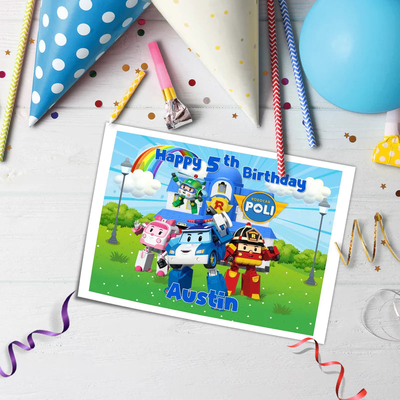 Robocar POLI Sheet Topper - Edible Personalized Cake Decoration