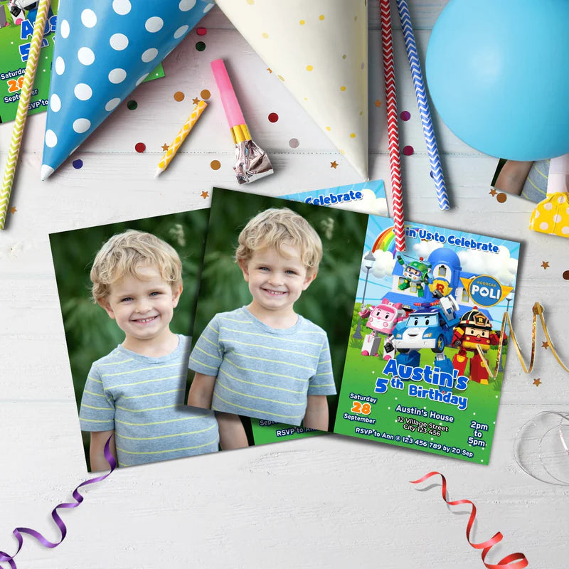 Robocar Poli Birthday Decorations, Robocar Rescue Team Party Supplies, Robocar Broomstown Themed, Robocar POLI Digital Template, Editable Robocar POLI Image SVG PNG