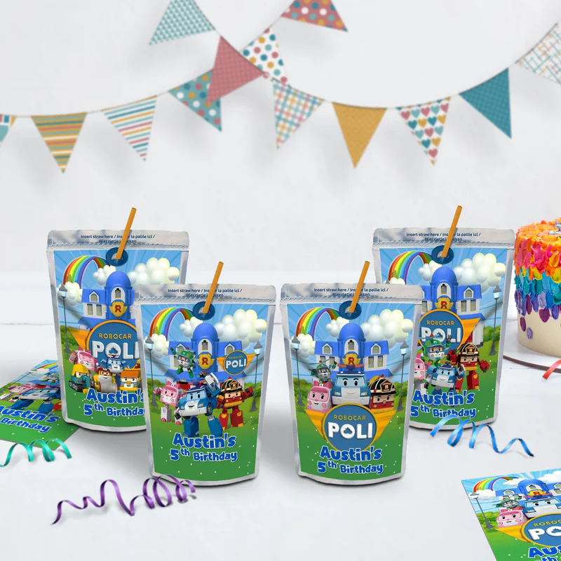 Robocar Poli Birthday Decorations, Robocar Rescue Team Party Supplies, Robocar Broomstown Themed, Robocar POLI Digital Template, Editable Robocar POLI Image SVG PNG