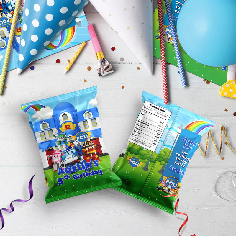 Robocar Poli Birthday Decorations, Robocar Rescue Team Party Supplies, Robocar Broomstown Themed, Robocar POLI Digital Template, Editable Robocar POLI Image SVG PNG