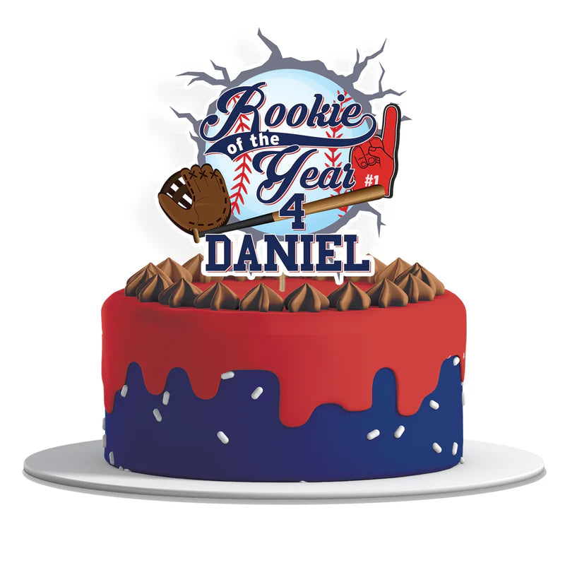 rookie of the year custom cake toppers with baseball design