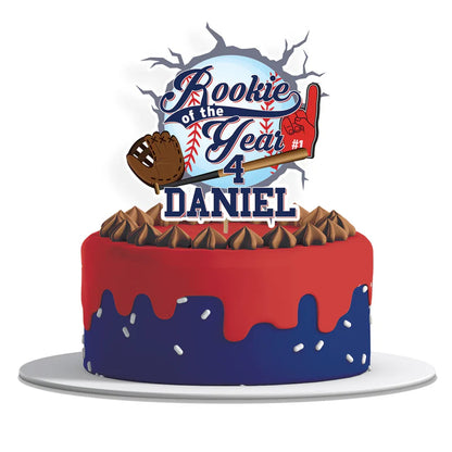 rookie of the year custom cake toppers with baseball design