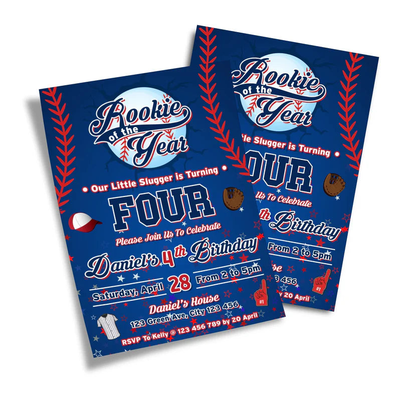 rookie of the year birthday card invitations printable design