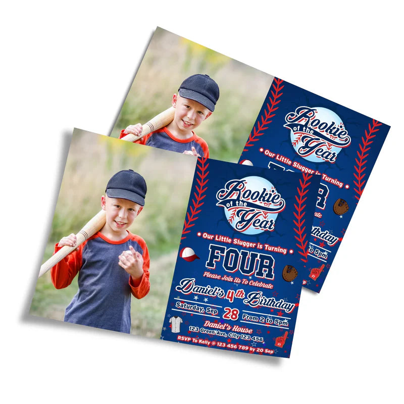 rookie of the year photo card invitations with custom name