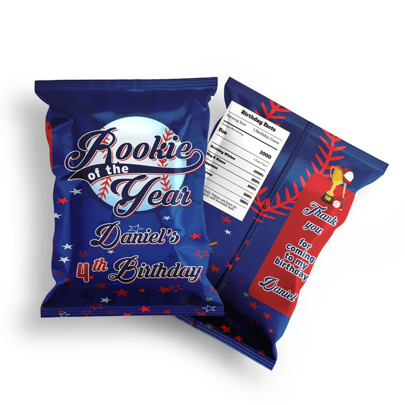 rookie of the year chip bag label printable party snack wrap