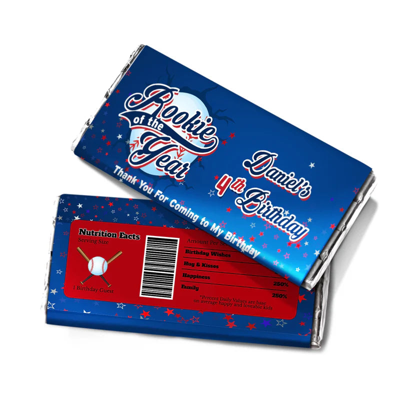 rookie of the year chocolate label for mini candy bar favors