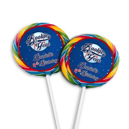 rookie of the year lollipop label for birthday sweets