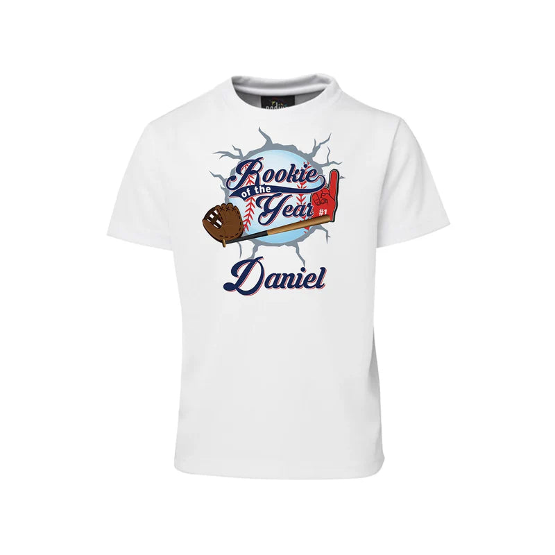 rookie of the year sublimation t-shirt design for kids party