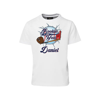 rookie of the year sublimation t-shirt design for kids party