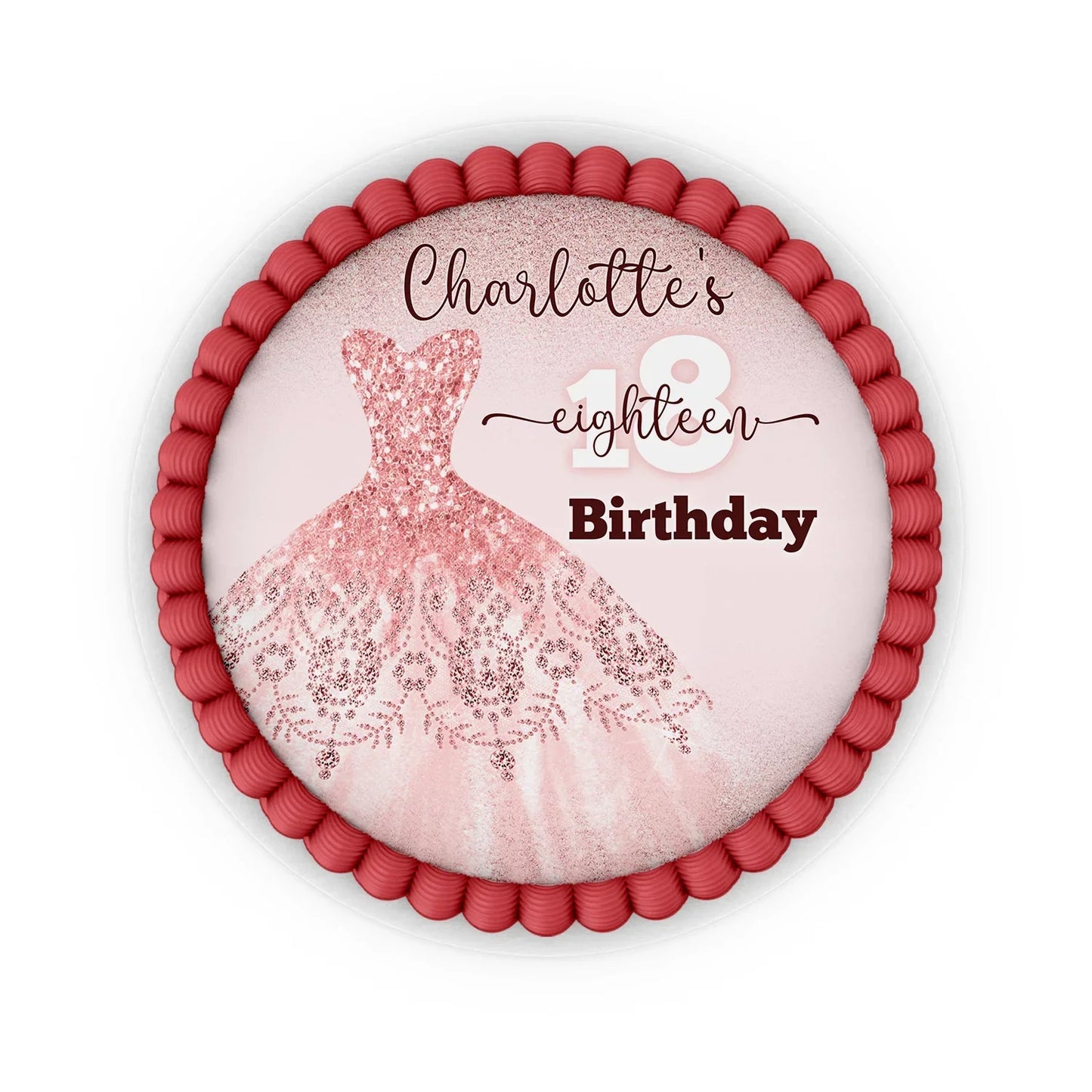 Rose Gold Personalized Edible Icing Cake Images edible cake topper for themed party and event decor