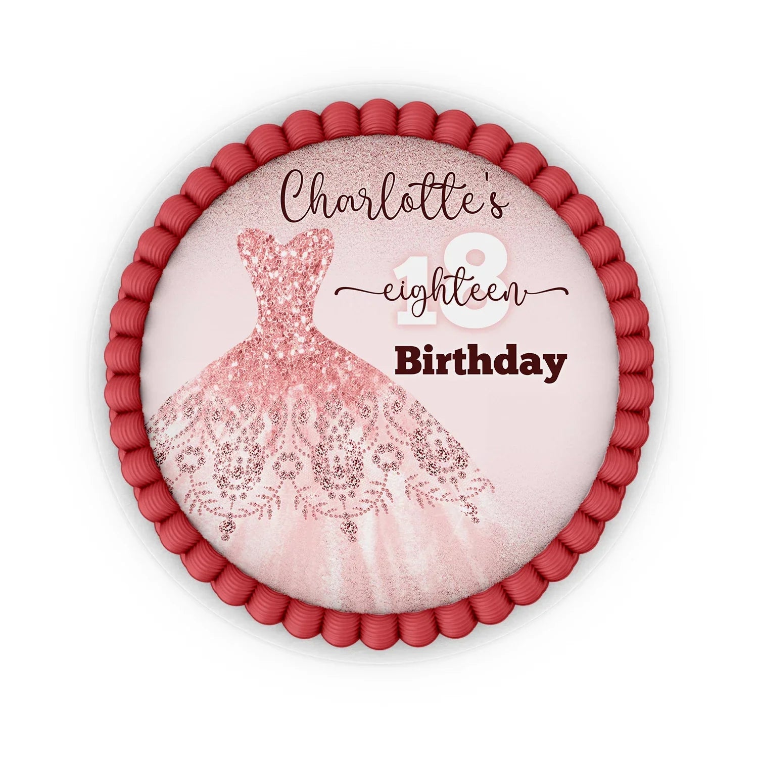 Rose Gold Personalized Edible Icing Cake Images edible cake topper for themed party and event decor