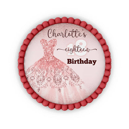 Rose Gold Personalized Edible Icing Cake Images edible cake topper for themed party and event decor