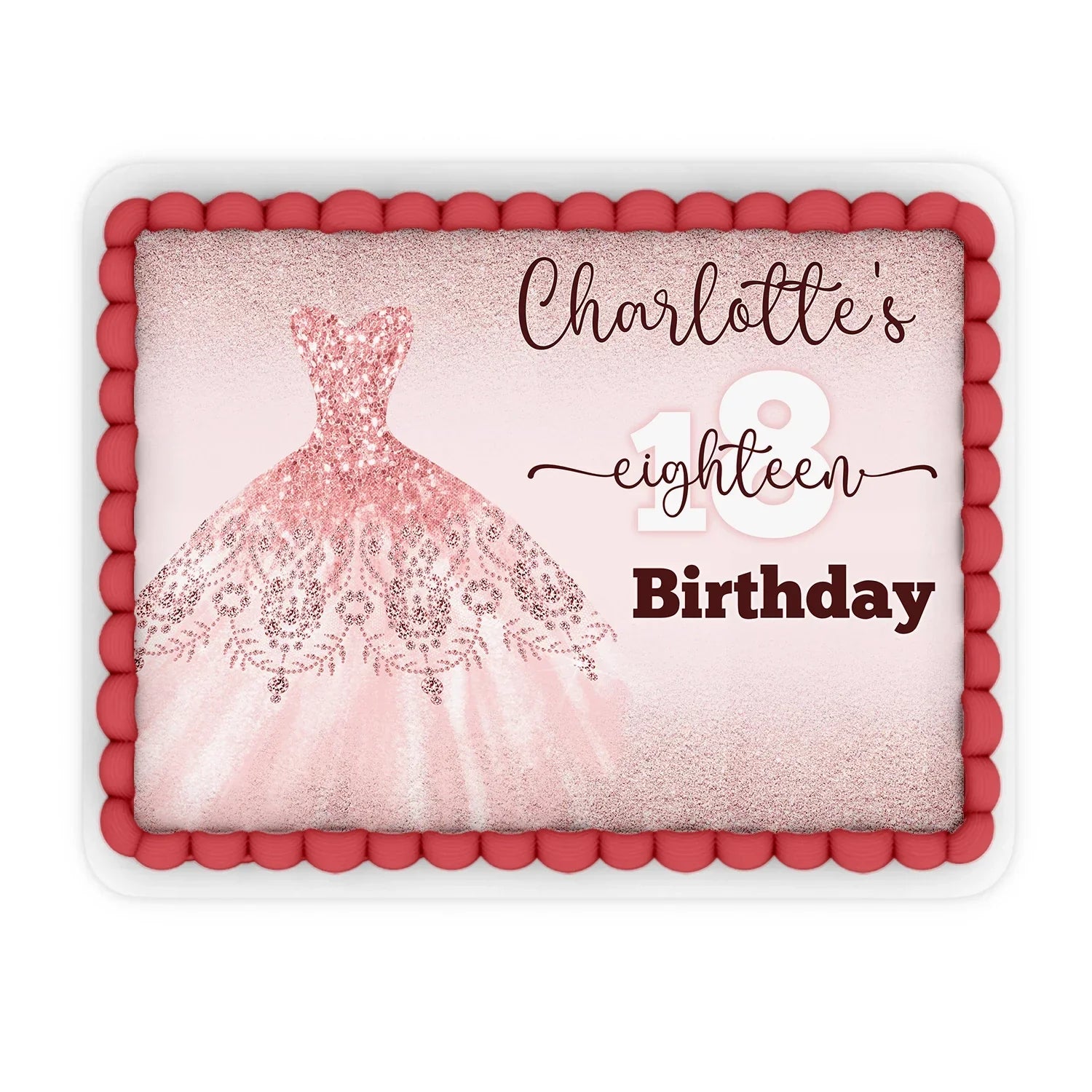 Rose Gold Personalized Edible Sheet Cake Images custom edible prints for birthdays and special events