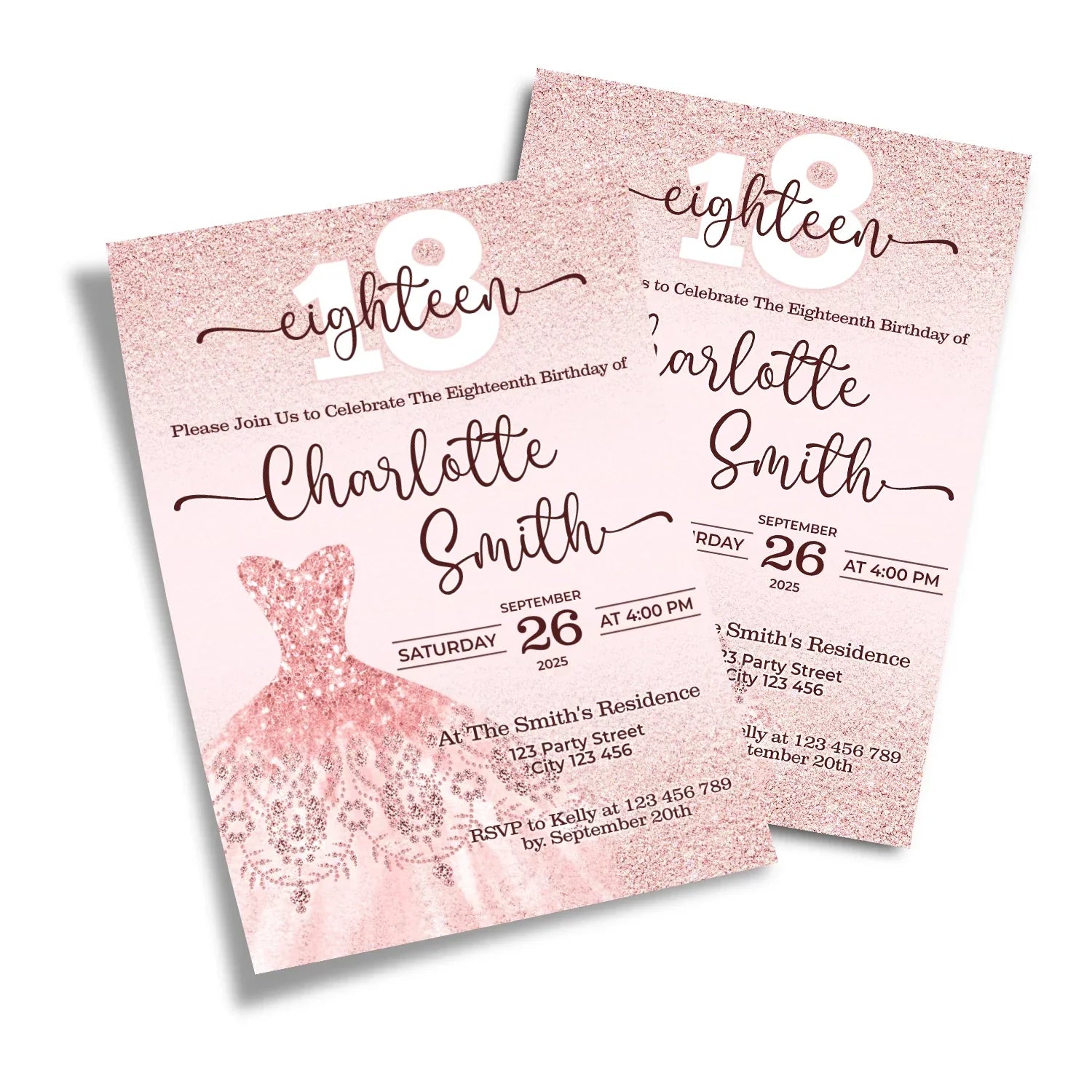 Rose Gold Personalized Birthday Card Invitations stylish printable invitations for birthdays and events