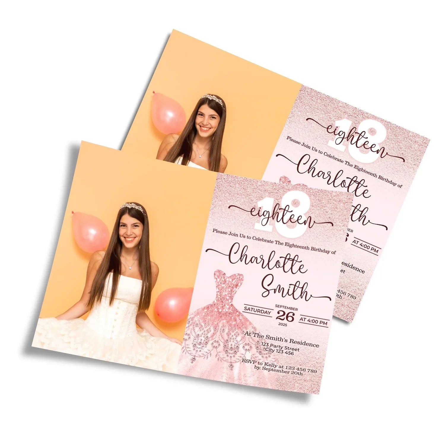 Rose Gold Personalized Photo Card Invitations custom photo invitation cards for birthday celebrations