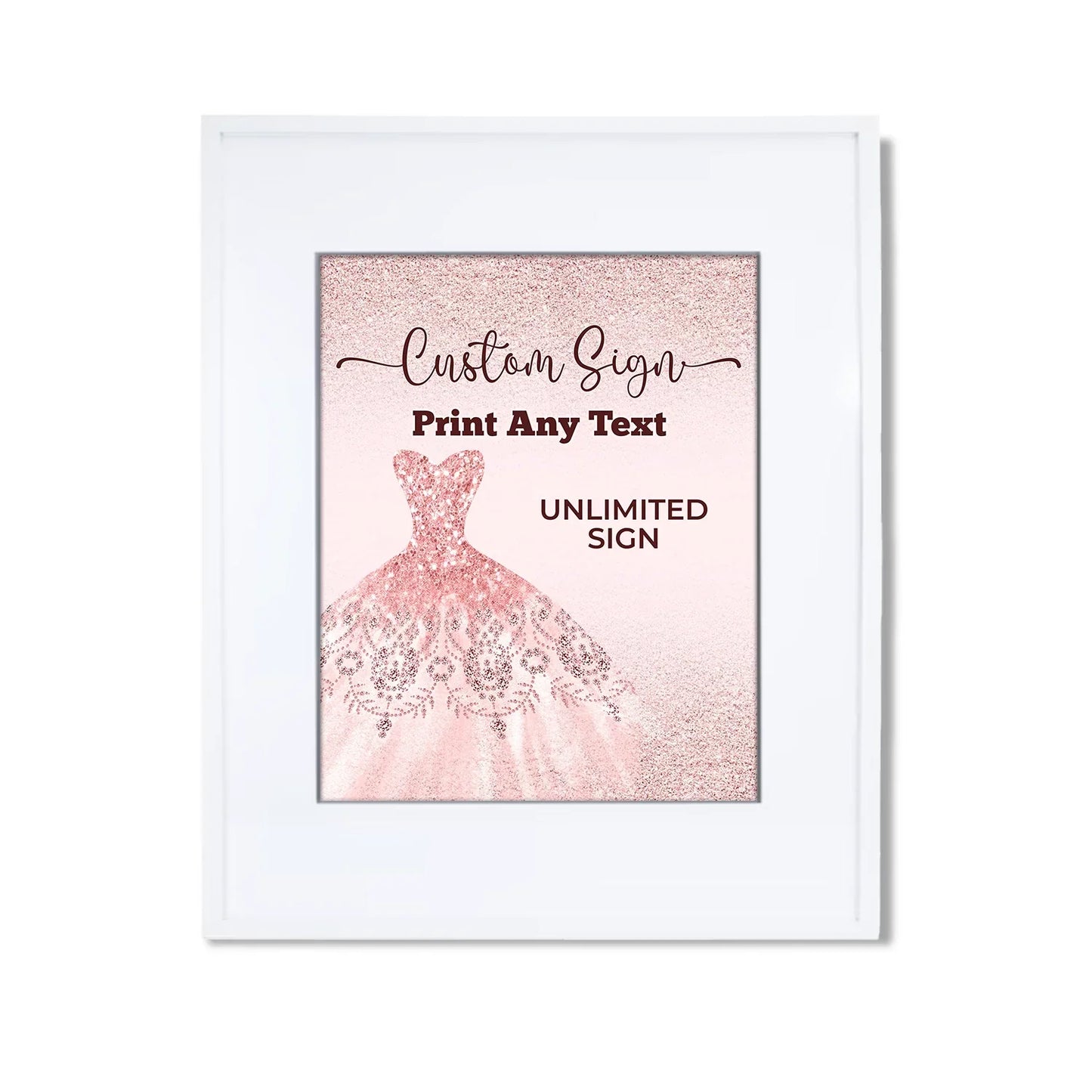 Rose Gold Custom Sign personalized event signage for birthdays, weddings, and parties