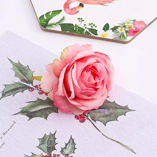 Pink Princess Suki Rose Artificial Flower Head Cake Topper | Flower Head Cake Decoration