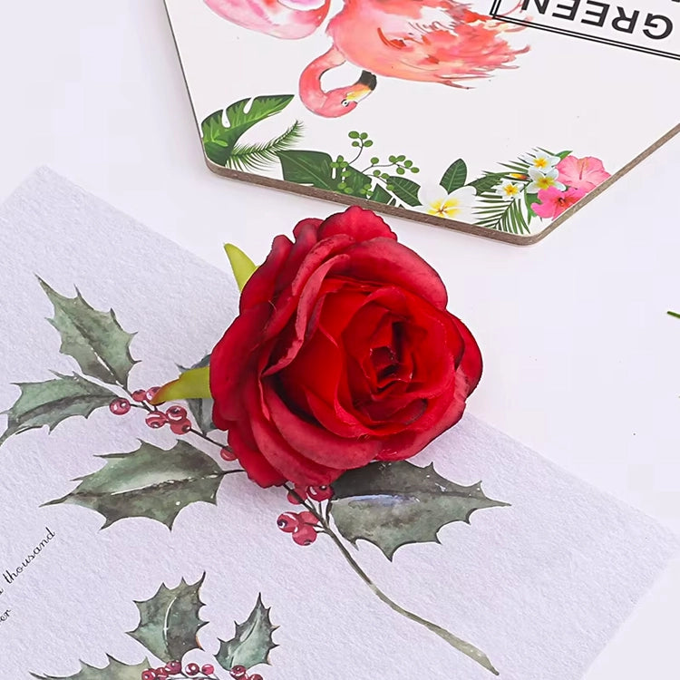 Red Princess Suki Rose Artificial Flower Cake Topper | Flower Head Cake Decoration