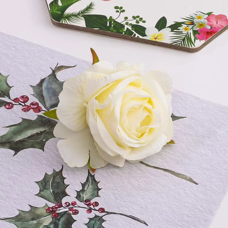 White Princess Suki Rose Artificial Flower Cake Topper | Flower Head Cake Decoration