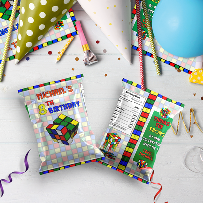 Rubiks Birthday Decorations, Rubik Cube Party Supplies, Cube Games Themed, Rubik Digital Template, Editable Rubik's Image SVG PNG