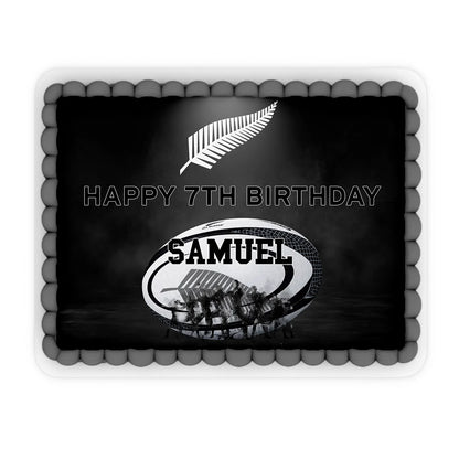 Rugby NZ Personalized Edible Sheet Cake Images with rugby-inspired designs