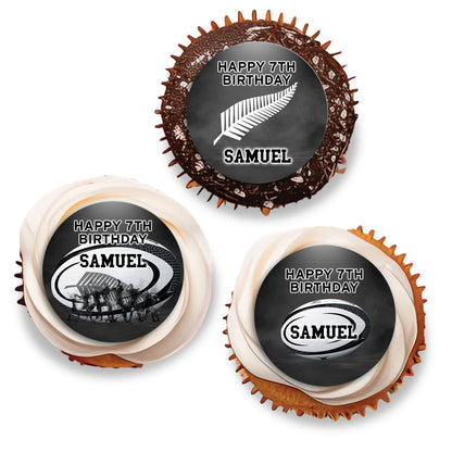 Rugby NZ Personalized Cupcakes Toppers with custom rugby themes