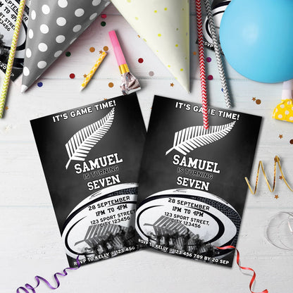 All Blacks Birthday Decorations, Black Ferns & All Blacks Party Supplies, NZ Rugby Themed, All Blacks Haka Maori Digital Template, Editable Rugby Image SVG PNG