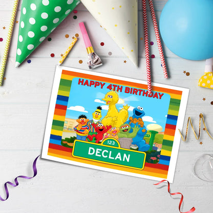 Sesame Street Personalized Edible Sheet Cake Topper - Custom Edible Sheet Cake Toppers Featuring Sesame Street Characters