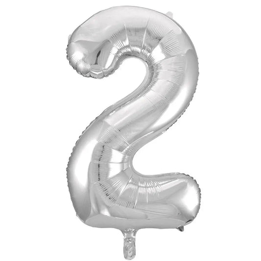 Giant Silver Number 2 Foil Balloon