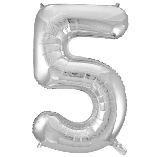 Giant Silver Number 5 Foil Balloon