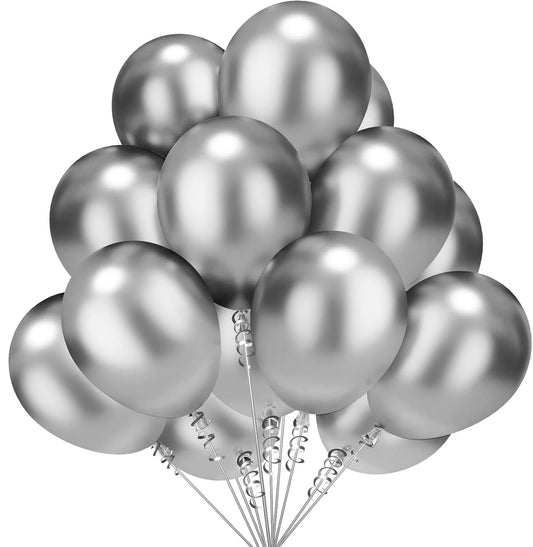 silver black 8 pcs double layers latex balloons