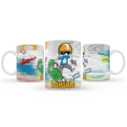 Sublimation mug with skateboard design