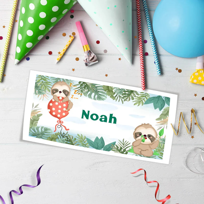 Sloths Birthday Decorations, Sloth Party Supplies, Sloth Birthday Themed, Lazy Animal Digital Template, Editable Sloth Image SVG PNG