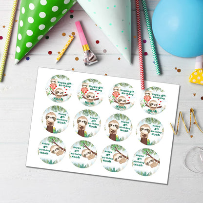 Sloth Cupcakes Toppers Custom Party Decoration