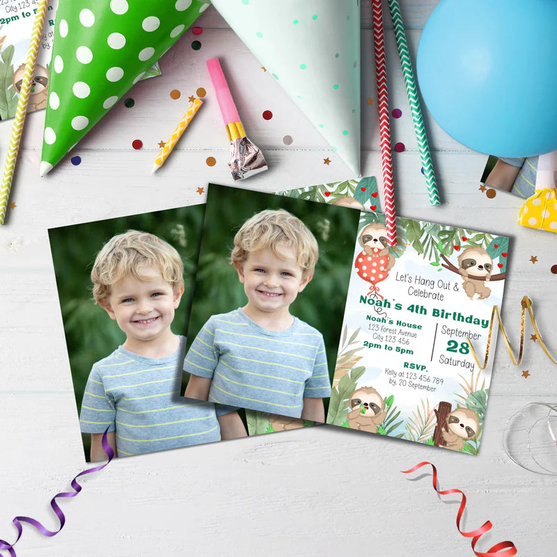 Sloths Birthday Decorations, Sloth Party Supplies, Sloth Birthday Themed, Lazy Animal Digital Template, Editable Sloth Image SVG PNG