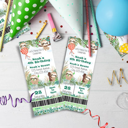 Sloths Birthday Decorations, Sloth Party Supplies, Sloth Birthday Themed, Lazy Animal Digital Template, Editable Sloth Image SVG PNG
